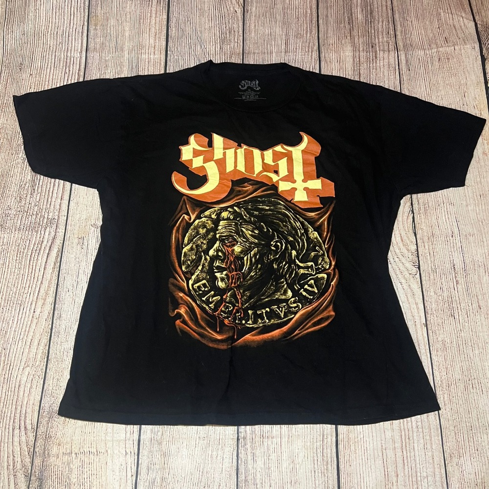 Ghost Band T Shirt Mens M‎ Medium 2022 Black Papa Emeritus Coin Metal Rock Euc